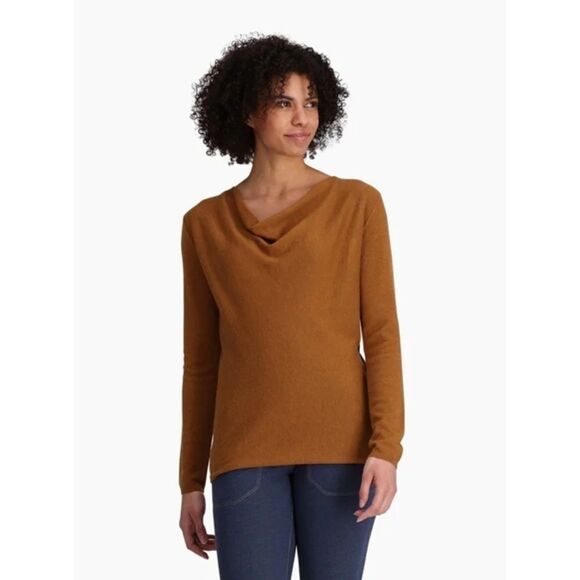 NWT - ROYAL ROBBINS Westlands Cowl Neck SeaWool Sweater, Caramel, Sz L - Picture 1 of 11